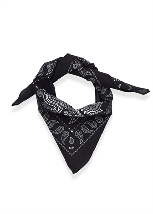 Paisley solid soft cotton scarf Black Mads Nørgaard 